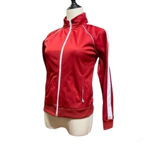F21 Red and while Track Jacket with zipper pockets